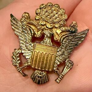 WWII Sterling Army Officer Home Front Sweetheart Hat Badge Pin by HJ Sterling